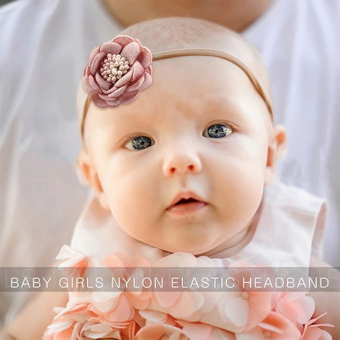 Baby Girls Nylon Elastic Headband Soft Flower Hair Band For 10
