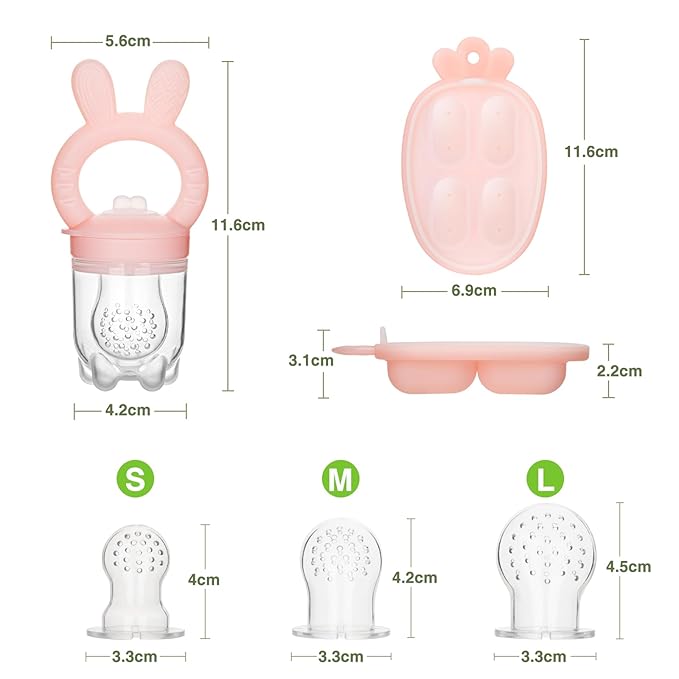 Baby Fruit Feeder with Breastmilk Popsicle Molds & 3 Sizes Pouches, BPA Free Silicone Frozen Feeder for Teething Relief 4 Months+
