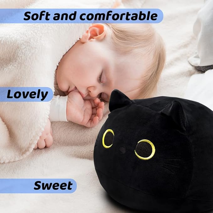 iBccly 8" Black Cat Plush Toy Black Cat Pillow,Soft Plush Doll Cat Plushie Cat Pillow 8 in)
