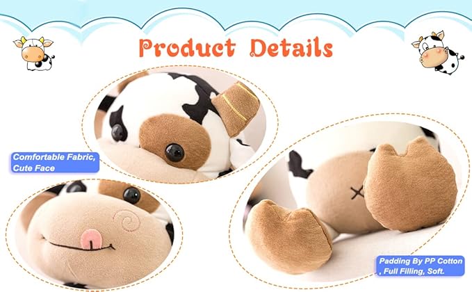 HWD 12'' Soft Cow Plush Dolls Stuffed Animals Toys Gifts for Kids, Toddler (Style_2/11.8 inch)