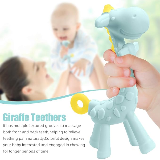 SHARE&CARE BPA Free Silicone Giraffe Baby Teether and Cactus Baby 3 Months