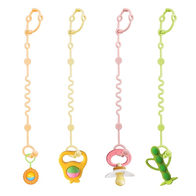 Toy Straps for Baby, Adjustable Toy Holder for Stroller Accessories (4 Pack