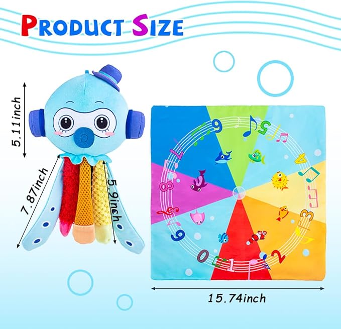 Octopus Shape Tactile Sensory Toy, Texture Toys for Babies with 6 Different Lights and Music 0 3 6 9 12 Months