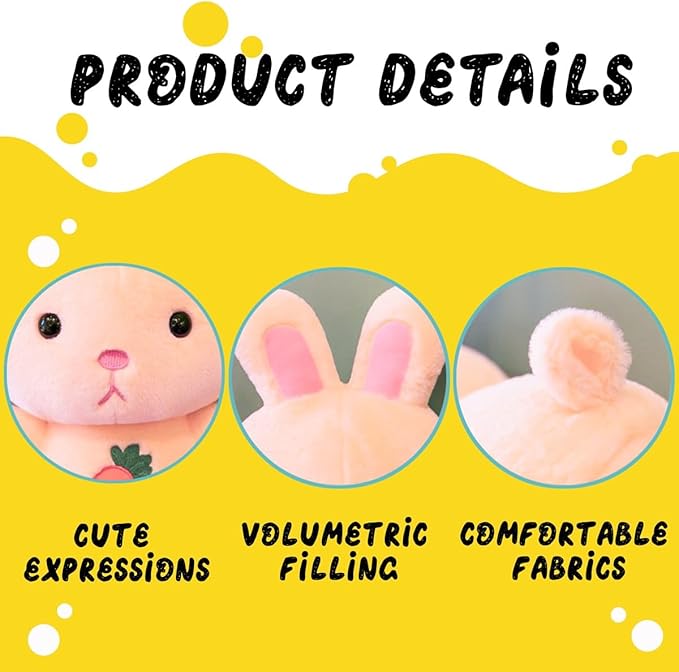 Soft and Cuddly Pink Animal Plush Toy, Dreamy Soft and Cuddly Pink Plush Doll 3+ (Rabbit)