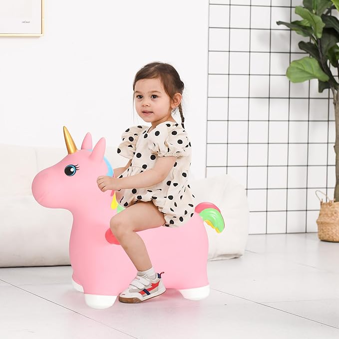 INPANY Unicorn Bouncy Horse Toys for 2 Year Old Girls, Toddler Inflatable Hopper/Bounce Horse/Hopping Horse 3 4,