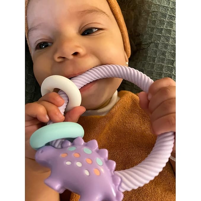 Itzy Ritzy Silicone Teether with Rattle; Rattle Teether Features Rattle 3 Months