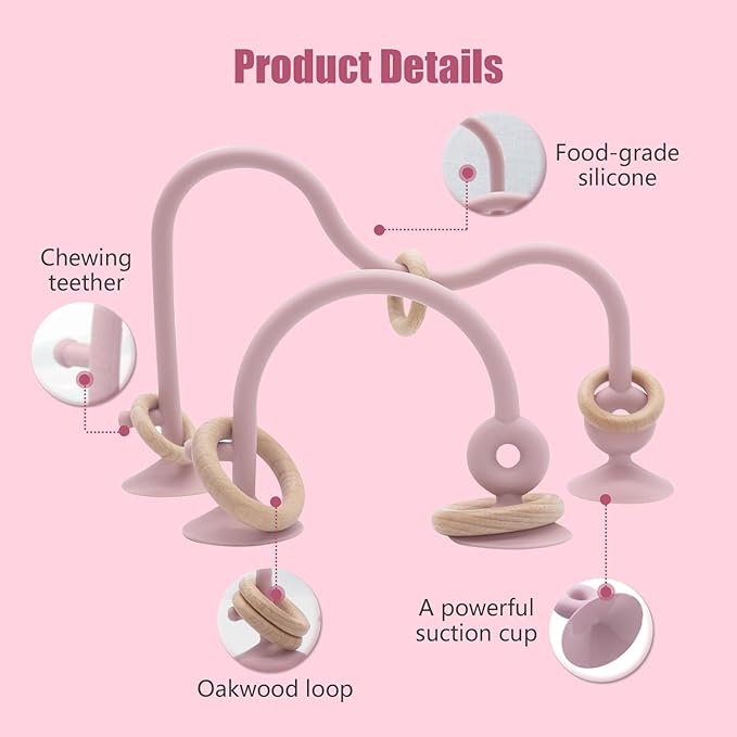 High Chair Toys with Suction Cups for Infant Toddlers,Food Grade Silicone Teething Toy for Kids 6 9 12 18 M+ 1 Year
