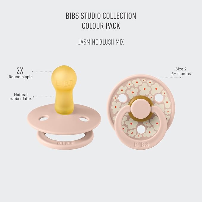 BIBS Pacifiers - Colour Studio 2 Pack | Round Nipple Baby Pacifier 6+ Months