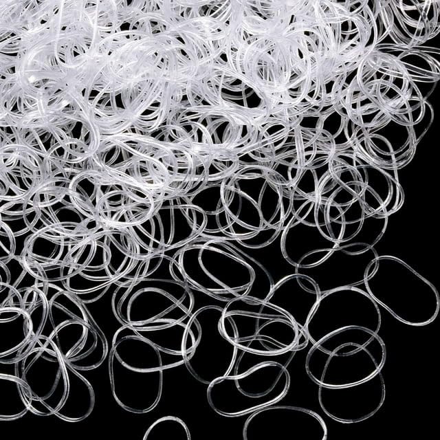 1000 Clear Mini Rubber Bands, Soft Elastic Hair Ties