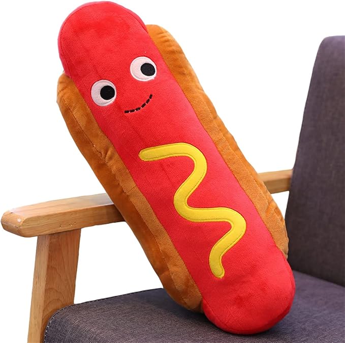 Hot Dog Plush Toy Pillow Hotdog Stuffed Pillow Funny Throw 17.7 inch