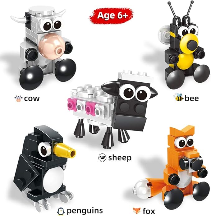 HomeMall Building Blocks Animals 10 in 1 STEM Building Bricks, Animals Toys Learning Set (10 PCS
