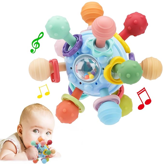 TOHIBEE Baby Montessori Sensory Toys for 0-6 6-12 Months, Food Grade Teething Toys for Babies 0 3 6 9 12 18 Months 1 2