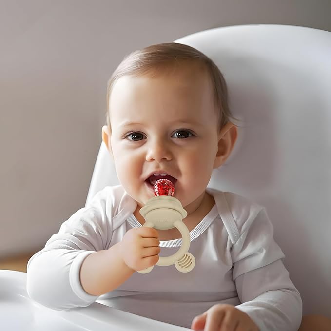 PandaEar 3 Pack Baby Fruit & Food Feeder Pacifier, Silicone Feeder Pacifier with 3 Sizes Pouches for Babies Toddlers Infants Kids