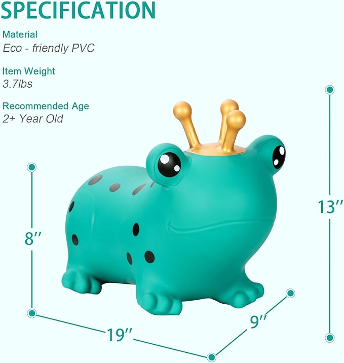 INPANY Frog Bouncy Hopper Toys for 2 Year Old Boy, Toddlers Inflatable Animal Hopping Horse 3 4
