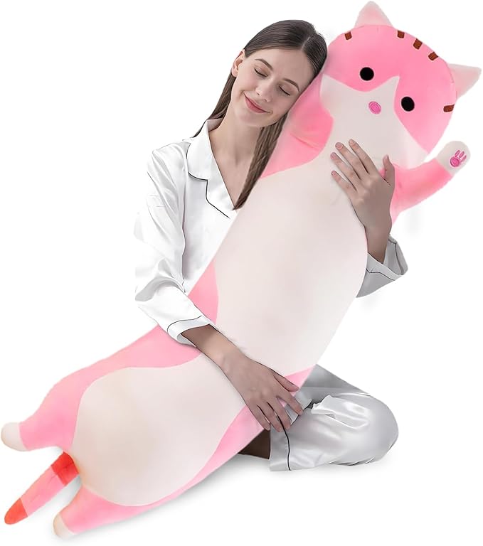 shangman Lovely Plush Cat Doll Cute Cartoon Soft Stuffed Kitten (Pink,130cm/51.1in)