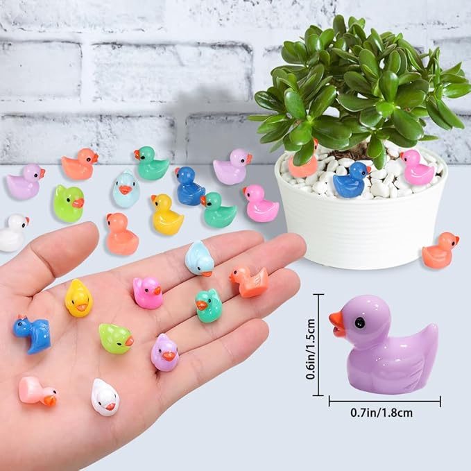 200pcs Tiny Ducks 10 Colors Little Duck Figures Mini Resin