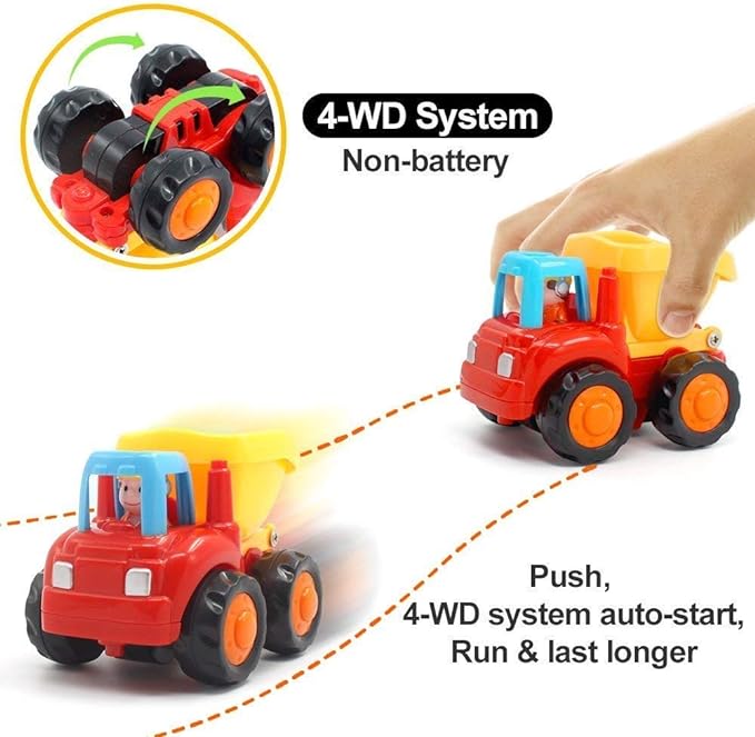 Friction Powered Cars Push and Go Trucks Construction Vehicles Toys