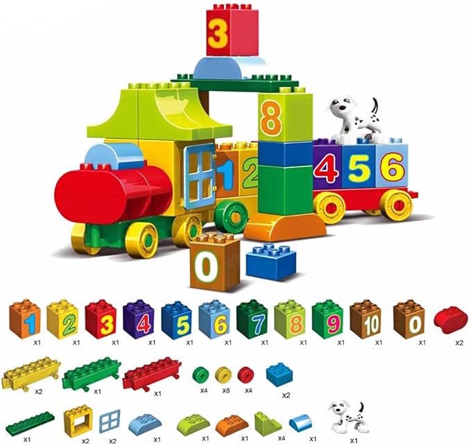 85PCS Toddlers Car Building Blocks Set, 6Pcs Different Vehicles and A Counting Train Educational Toy 3+ years