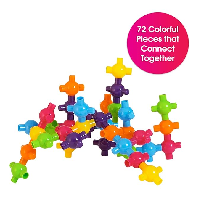 Edushape Sensory Kiddy Connects Baby Toy, 72 PC - Colorful & Textured Color Sensory Connects 12 Months