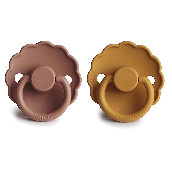 FRIGG Daisy Natural Rubber Baby Pacifier | Made in Denmark 0-6 Months) 2-Pack