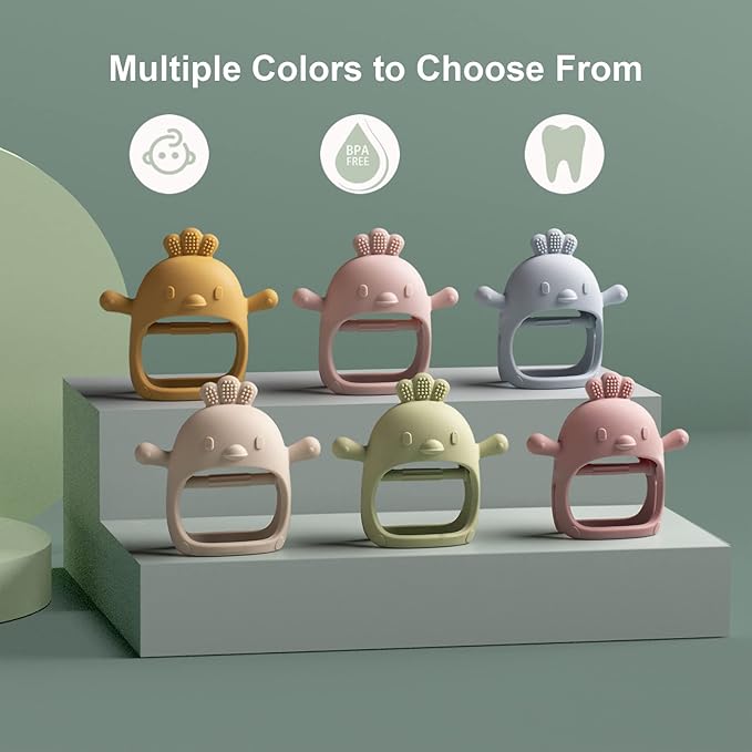 Silicone Baby Teether Toy’╝īDust-Proof Infants Chew Toys & Soothing Pacifier 2-in-1’╝īAnti-Dropping Silicone Pacifier(2 Packs)