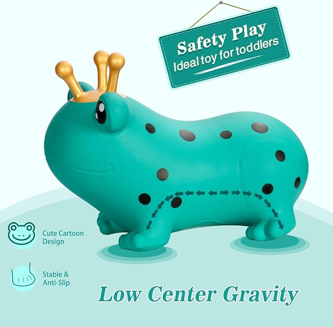 INPANY Frog Bouncy Hopper Toys for 2 Year Old Boy, Toddlers Inflatable Animal Hopping Horse 3 4