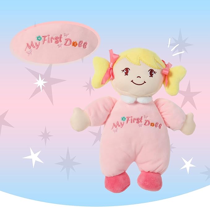 Linzy Plush Soft Plush Baby Doll Blond Hair My First 10''