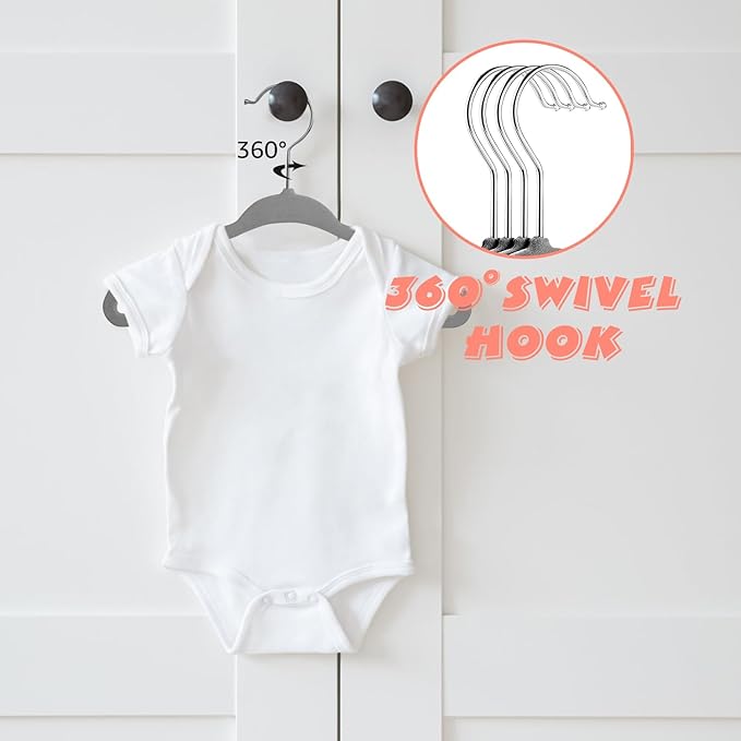 Kids Velvet Hangers 15 Pack, 11 Inch Size Non-Slip Baby Hangers, Space-Saving Nursery Hangers, Perfect Infant/Toddler Clothes Hangers for Daily Use(Grey)