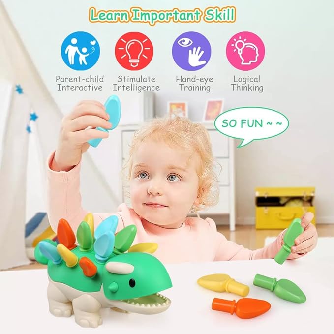 Hirger Montessori Toys for Baby 1 2 3 4 Year Old: Fine Motor Dinosaur Toys for Kids 2-4|Toddler Learning Educational Toys for Birthday Gift Age 1-2 12-18 Months