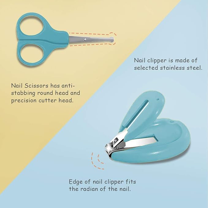 LALEY Baby Grooming Nail Cutter Kit for new born with Scissors/Baby Nail Clipper Safety Cutter & Manicure Pedicure Care Kit for infant and toddler (Blue)