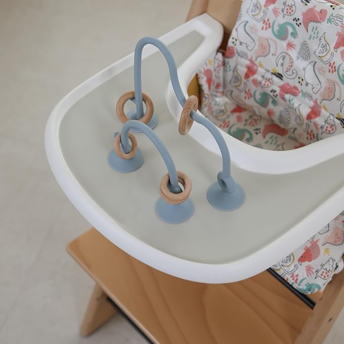 High Chair Toys with Suction Cups | Silicone & Wooden High Chair Suction Cup Toys for Babies 6-12 Months