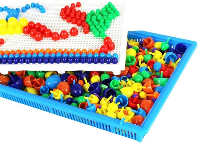 HenMerry Creative Mushroom Nails Mosaic Pegboard Children's Educational Toys 3D (300pcs)