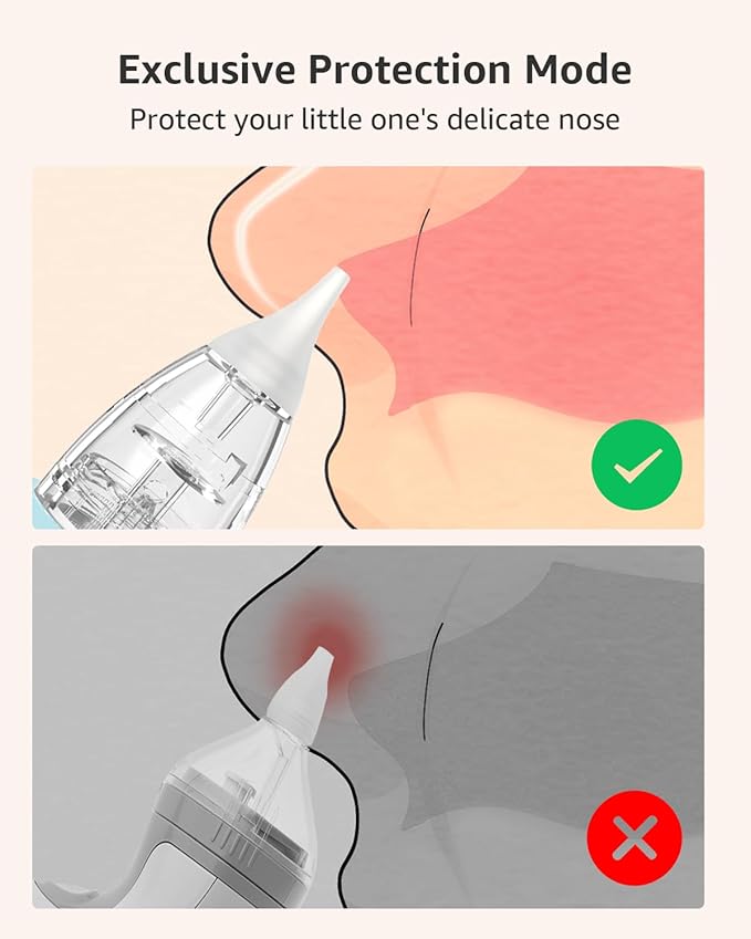 GROWNSY Nasal Aspirator for Baby with Protection Mode, Electric Nose Suction for Baby 3 Silicone