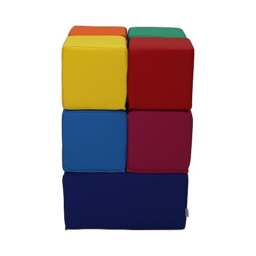 FDP SoftScape Stack-and-Play Building Block Set, Soft Foam Indoor Playset for Toddlers and Kids; Playtime Early Learning at Home (7-Piece) - 14116-110