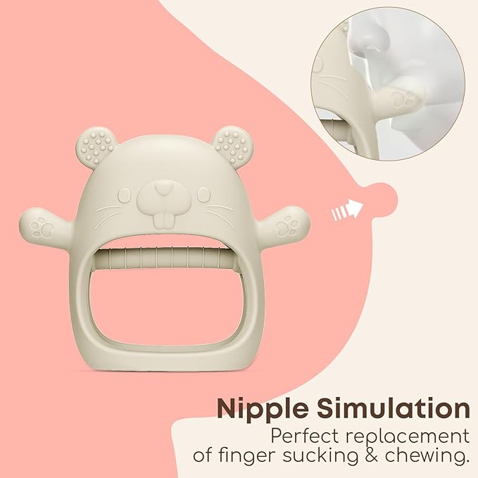 2 Packs Baby Teething Toys Silicone Teething Mittens for Infants 3 Months+, Never Drop & Easy to Hold Teethers