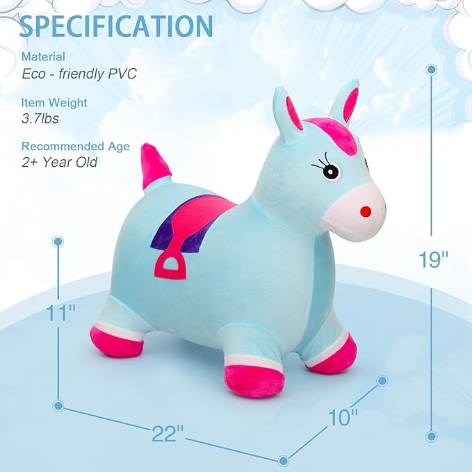 INPANY Bouncy Horse Hopper - Plush Hopping Toy, Inflatable Jumping Horse