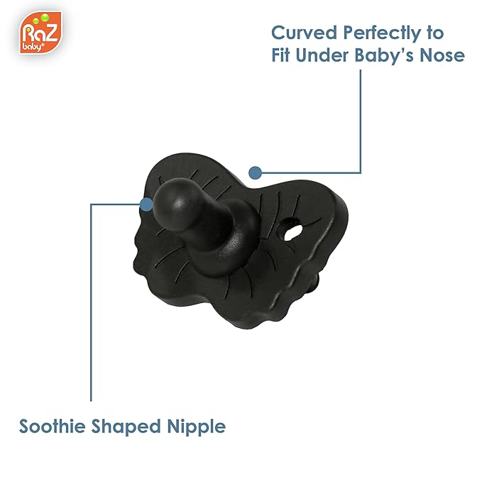 RaZbaby RaZzies Pacifier 4-Pack for Newborns &Infants 0m+ - Natural Nipple Shaped BPA Free Medical Grade Silicone 1 Piece