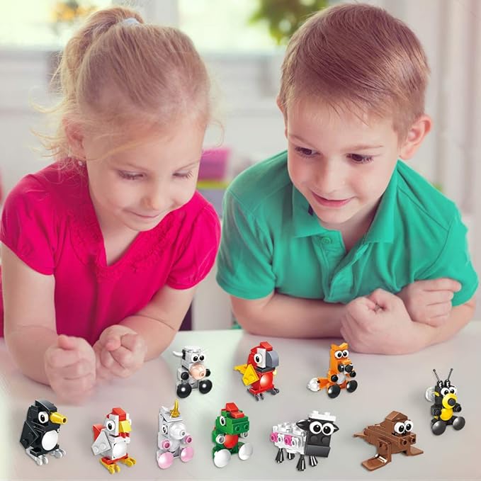 HomeMall Building Blocks Animals 10 in 1 STEM Building Bricks, Animals Toys Learning Set (10 PCS