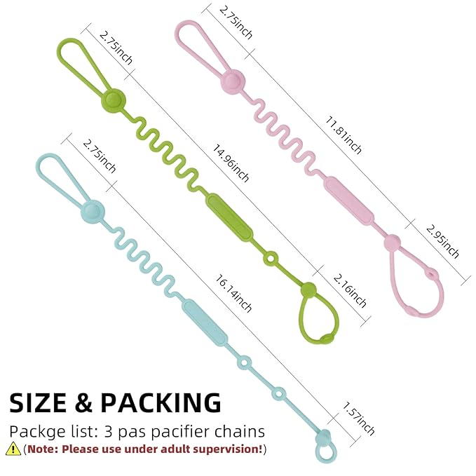 Chuya Toy Straps for Baby 3 Pcs,Silicone Baby Pacifier Holder