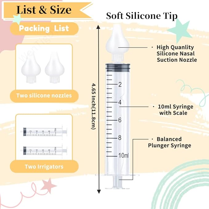 Nasal Irrigator for Baby,Syringe Nasal Irrigator 10ml Nasal (2 PCS)