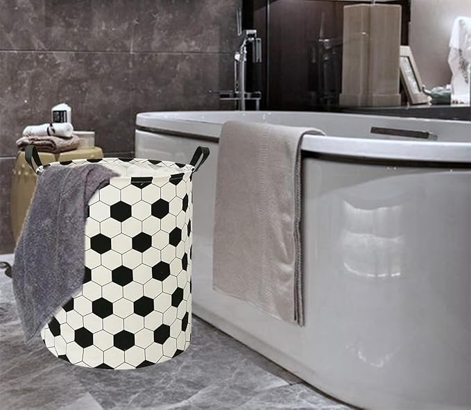 Round Football Pattern Laundry Hamper Storage Basket Organizer Hamper Storage