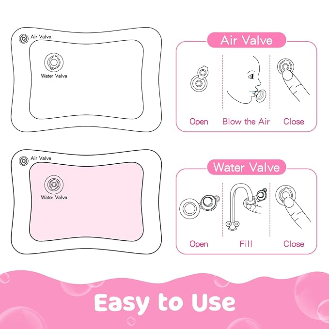 Tummy Time Water Mat for Girl, Water Play Mat for Babies Inflatable Tummy Time Water Play Mat for Infants and Toddlers 3 to 12 Months Promote Development Toys Cute Baby