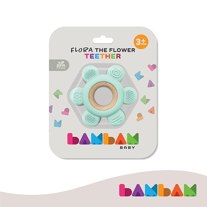 BAMBAM Baby Premium Silicone Teething Ring Toy ??100% BPA Free, Child Safety Tested 0-6, 3-6 6-12 Months