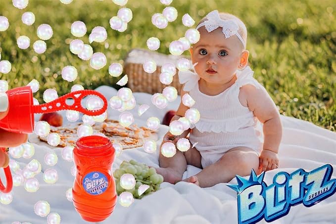 JA-RU Blitz Twin Mini Bubbles Blowing Toy with Carry Clip (1 Pack in Pairs) for Kids, Portable Bubble Blower/Blaster Bubble Soap Solution Party Favors 1564-1