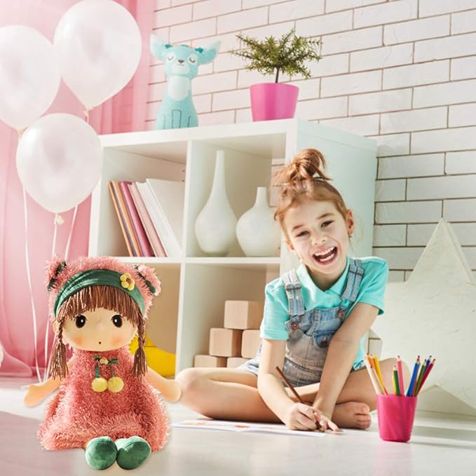 Plush Baby Doll Girl with Clothes, 17.7 Sweetheart Rag Doll Cozy Cuddle Soft Baby Doll for Kids Babies