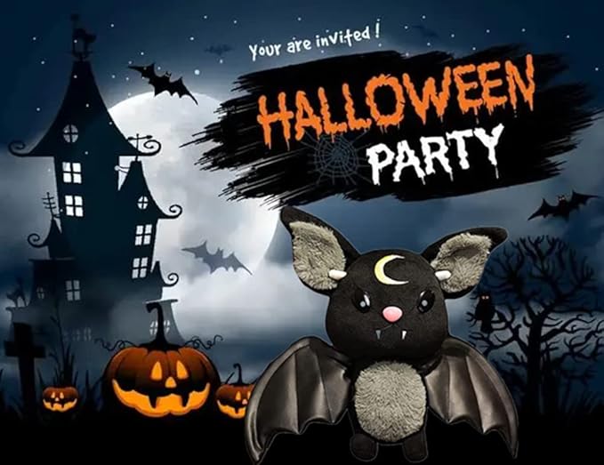 NatureMan Bat Plush Stuffed Animal Toys,Halloween Black Bat Decor Soft Hugging Plush Doll Toy Gifts (Black,11.8inch)
