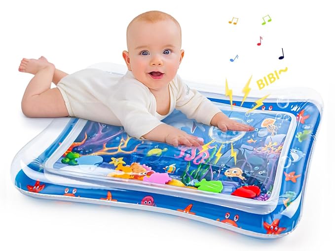Tummy Time Water Mat with Squeakers, Baby Toys for Infants and Toddlers 3 6 9 Months