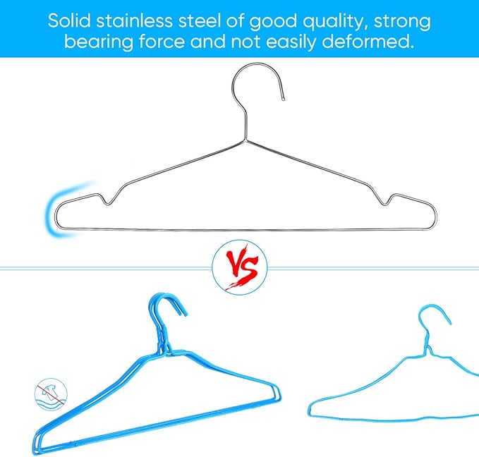 Fayleeko Wire Hangers Coat Hangers Strong Heavy Duty Stainless Steel Metal Hangers Ultra Thin Space Saving Clothes Hangers (30 Pack 16.5 Inch)