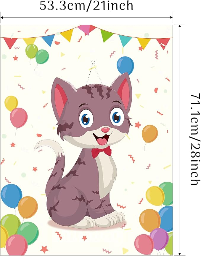 Morcheiong Pin The Tail on The Cat Birthday Party Game 48 Hats,