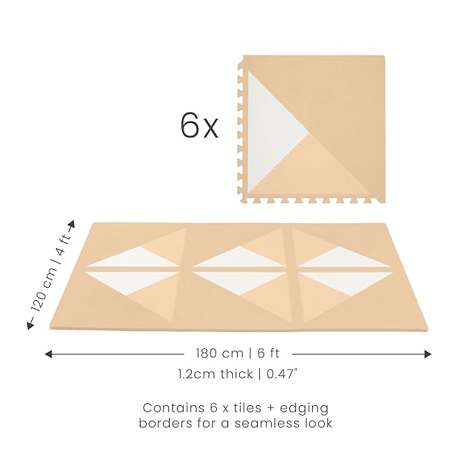 Toddlekind playmat - Prettier Puzzle Playmat (Kyte Wheat), 4 X 6 Feet (6 Tiles)